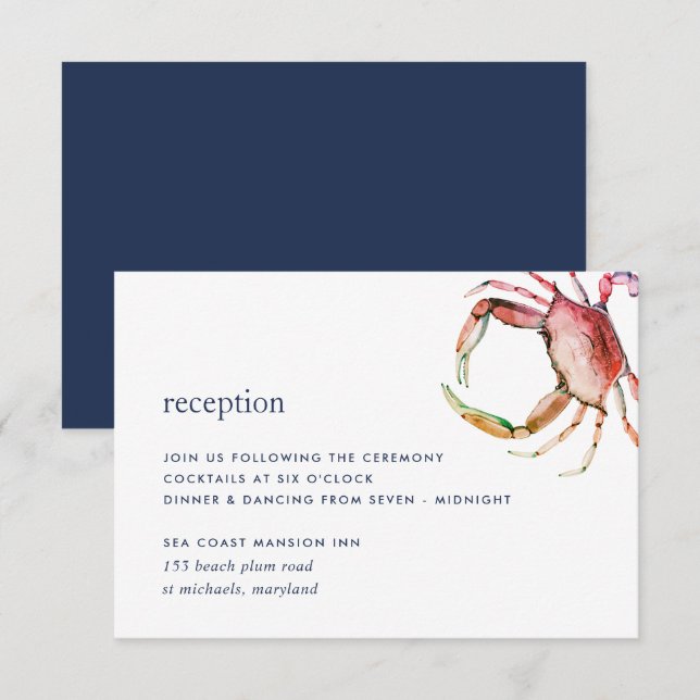 Röd krabbmottagningsföljekort inbjudningar (Fram/baksida)