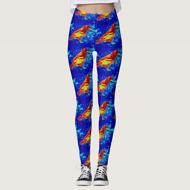 röd kråka blå leggings (Framsida)