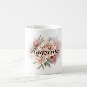 Röd kräm Blommig Kaffemugg
