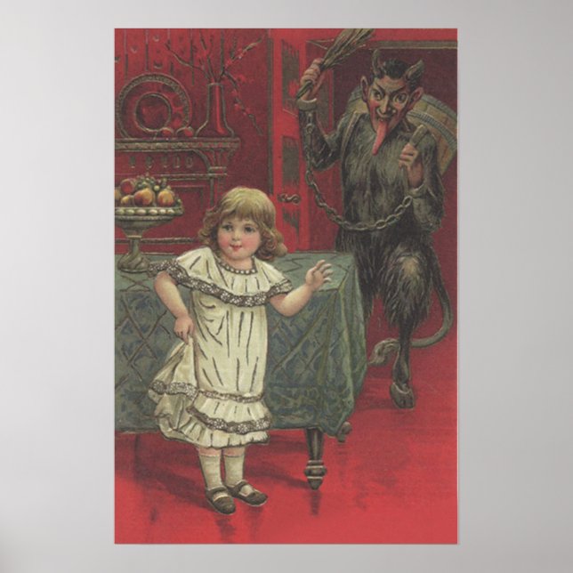 Röd Krampus Flickan Matsal Brytare Poster (Framsidan)
