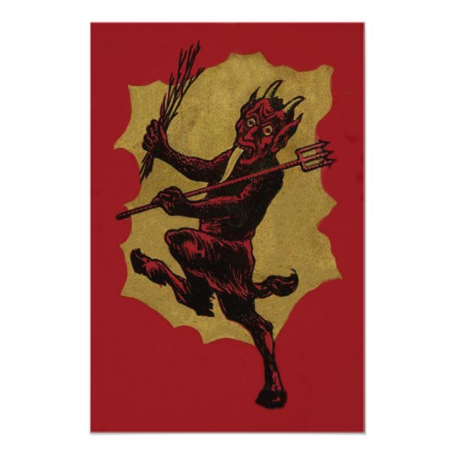 Röd Krampus Hökgrepe Växlar Tunga Fototryck (Framsidan)