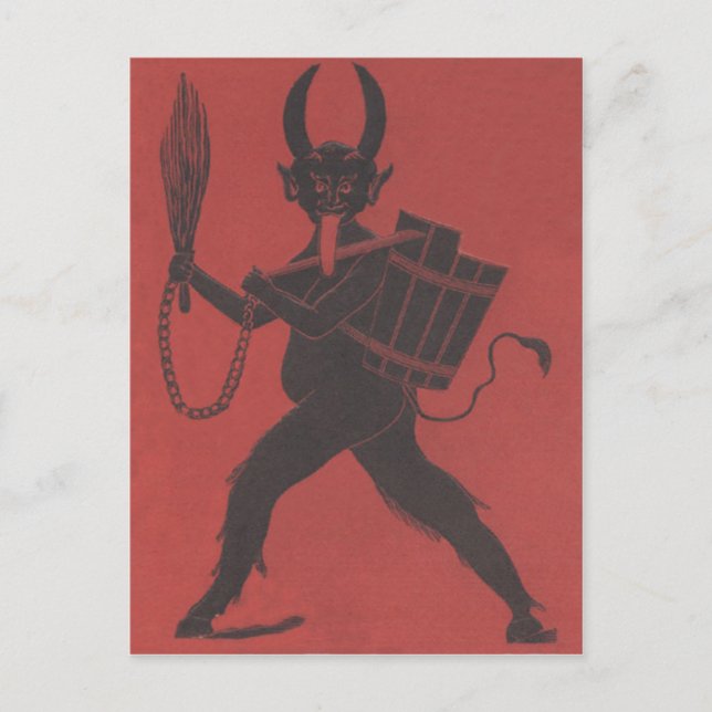 Röd Krampus Korg Växel Kedja Tunga Vykort (Framsida)