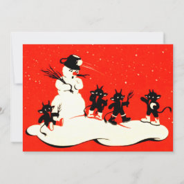Röd Krampus snöbollskrig snöman