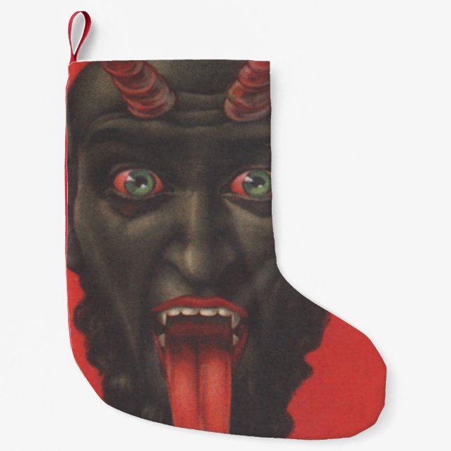 Röd Krampustunga Liten Julstrumpa (Framsidan)