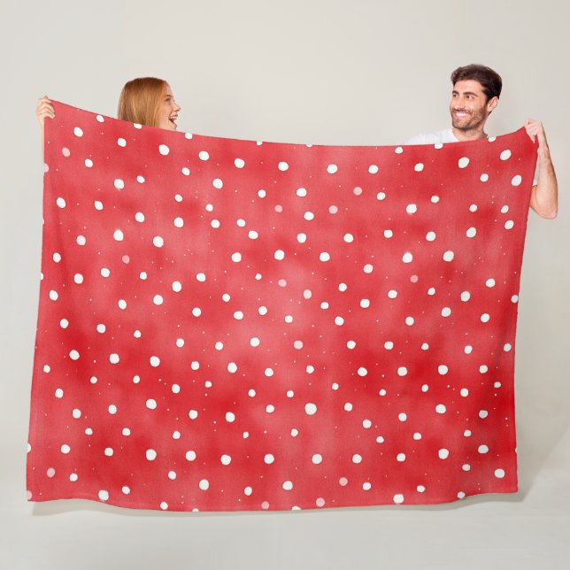 Röd krämrutig randig födelsedag fleecefilt (På plats)