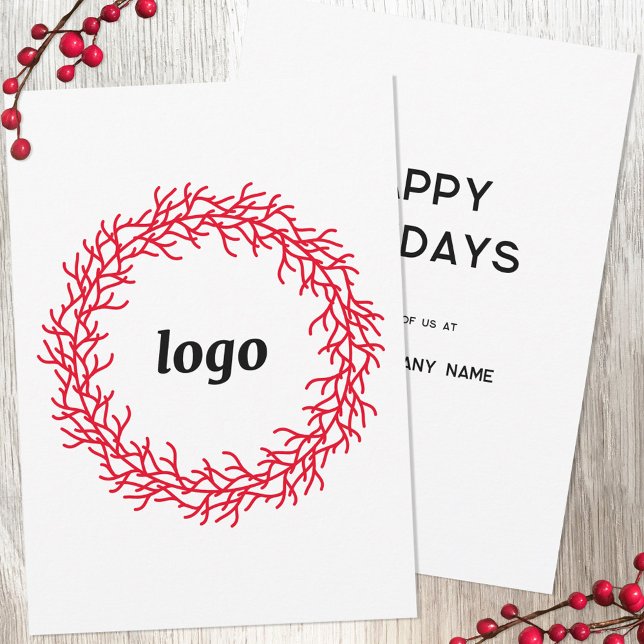 Röd krans-Logotyp - visitkort för Helgdag Julkort (Logo wreath business promotional holiday card)