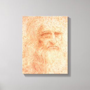 Röd krita för Leonardo Da Vinci självporträtt Canvastryck