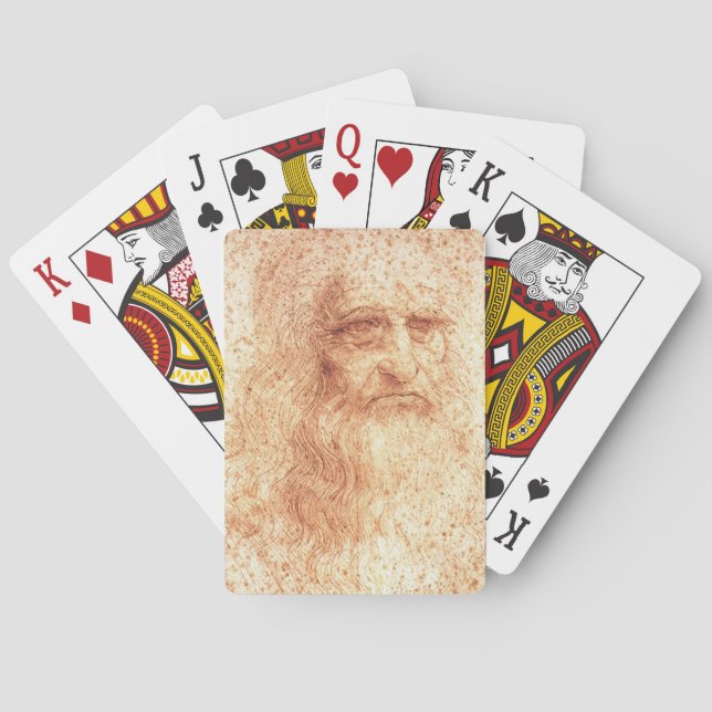 Röd krita Leonardo da Vinci självporträtt Kortlek (Baksidan)
