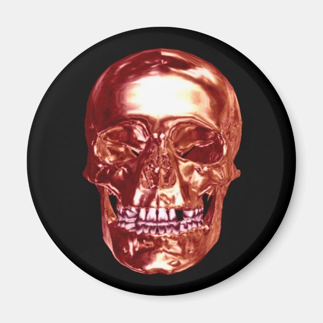 Röd Krom Skalle Magnet (Framsidan)
