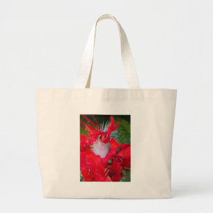 Röd kronblad Fjäder Art Print Jumbo Tygkasse