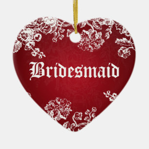 Röd krusidull för elegant bröllopfavörVictorian Julgransprydnad Keramik