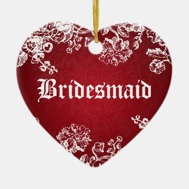 Röd krusidull för elegant bröllopfavörVictorian Julgransprydnad Keramik (Framsidan)