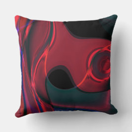 Röd kurvor med akryl- och metalltoner på mörk kudde