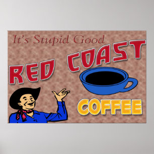 Röd kustkaffe Retroaffisch Poster