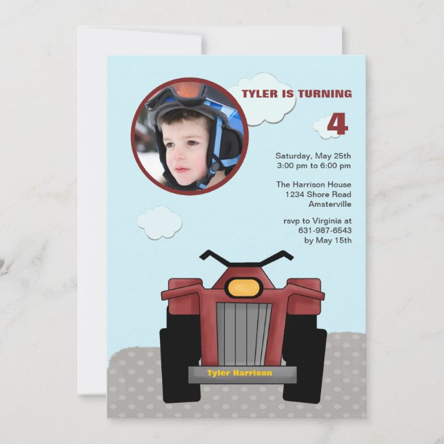 Röd kvadratfotoinbjudan inbjudningar (Framsida)