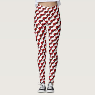 röd kvadratrullderby skridsko leggings