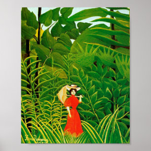 Röd kvinna i skogen av Henri Rousseau Poster