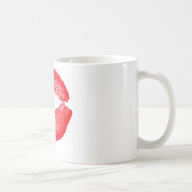 Röd kyssande läppar kaffemugg (Höger)