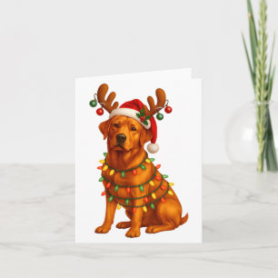 Röd Lab Christmas Träd Ljus Pajama Labrador Hund L Kort