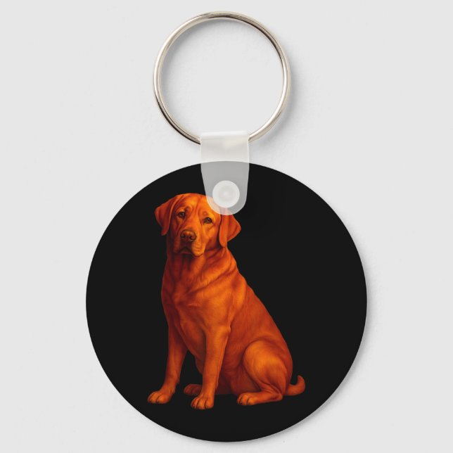Röd Labb Mam- och Papp-Labrador Hund Nyckelring (Framsida)
