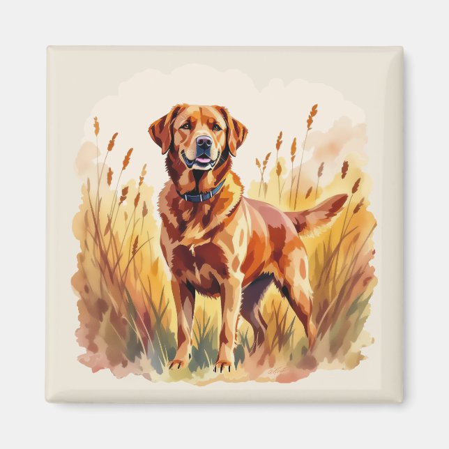 Röd Labrador Retriever Hund Magnet (Framsidan)