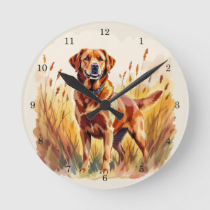 Röd Labrador Retriever Hund Rund Klocka