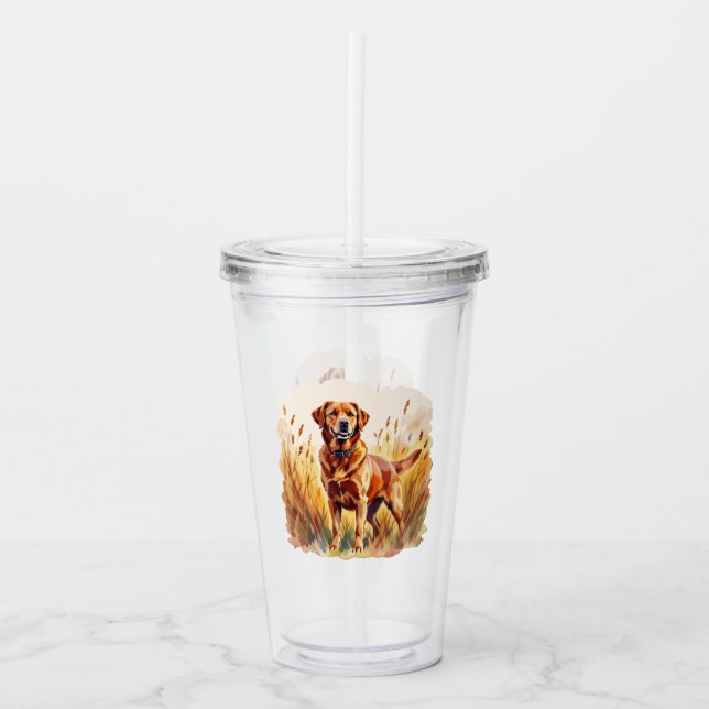 Röd Labrador Retriever Hund Take Away Mugg (Framsida)