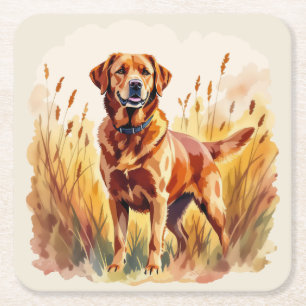 Röd Labrador Retriever Hund Underlägg Papper Kvadrat