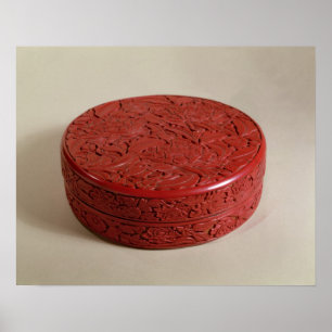 Röd lacquer boxas dekorerat med pioner, 1426-27 poster