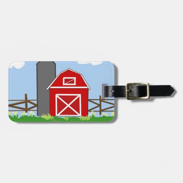 Röd lada och silo bagagebricka (Horisontell Framsida)
