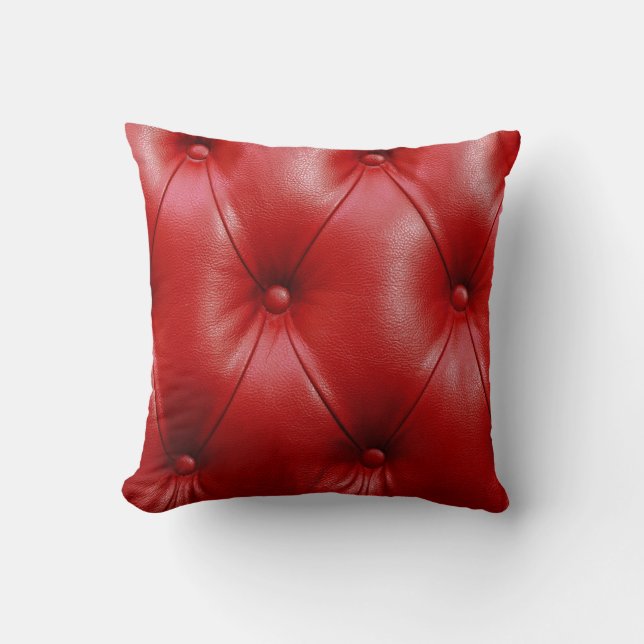 Röd läder: Upholstoppet Mönster Elegance. Kudde (Framsida)