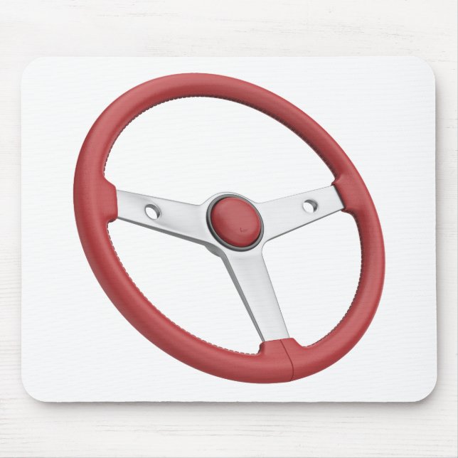 Röd läder vintage bilratten musmatta (Framsidan)