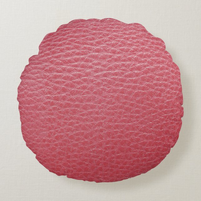 Röd läderlook tryck rund kudd kudde (Framsidan)