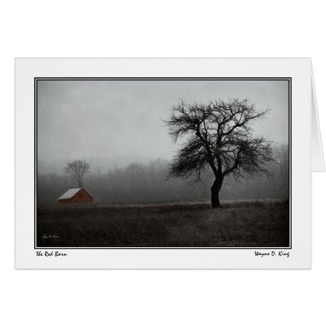 Röd ladugård & Apple träd Hälsningskort (Framsidan Horizontal)