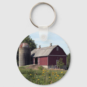 Röd ladugård och Silo Nyckelring