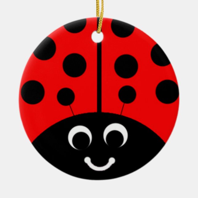 röd ladybug julgransprydnad keramik (Framsidan)