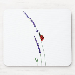 röd ladybug och lila lavender musmatta