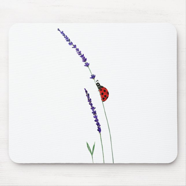 röd ladybug och lila lavender musmatta (Framsidan)