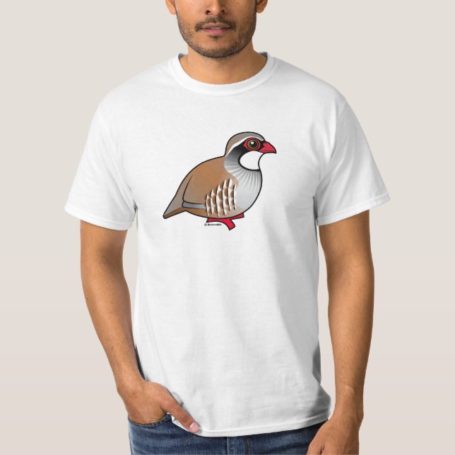 Röd-lagd benen på ryggen rapphöna tee shirt (Framsida)