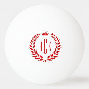 Röd lagerkrans med anpassad monogram pingisboll