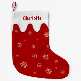 Röd lagning med Snöflingor julklapp Liten Julstrumpa