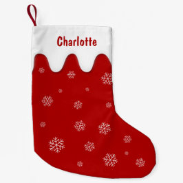 Röd lagning med Snöflingor julklapp Liten Julstrumpa