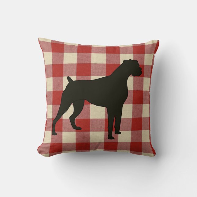 Röd Land-papp Stil Boxer Hund Kudde (Framsida)