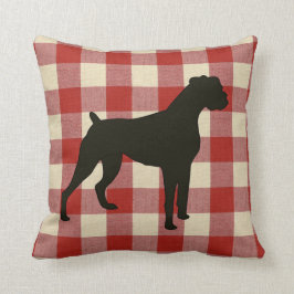 Röd Land-papp Stil Boxer Hund Kudde