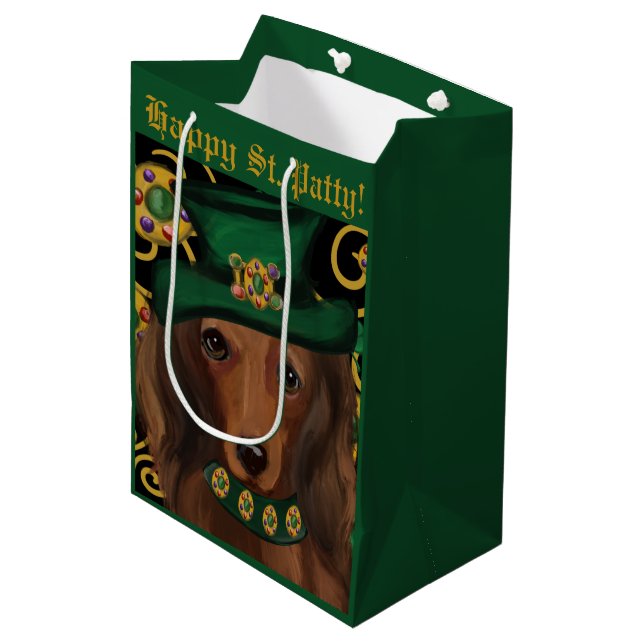 Röd långhårig dachshund     (Framsidan Vinklad)