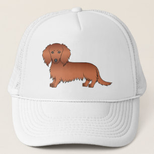 Röd långhårig dachshund söt tecknad hund keps