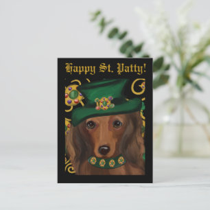 Röd långhårig dachshund vykort