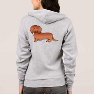 Röd långhårig dackel söt tecknad hund t shirt