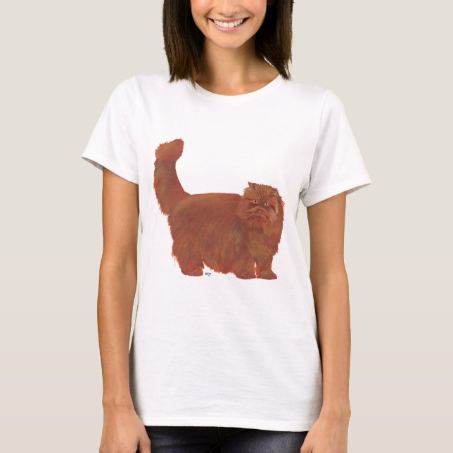 Röd långhårig perserkat tee shirt (Framsida)