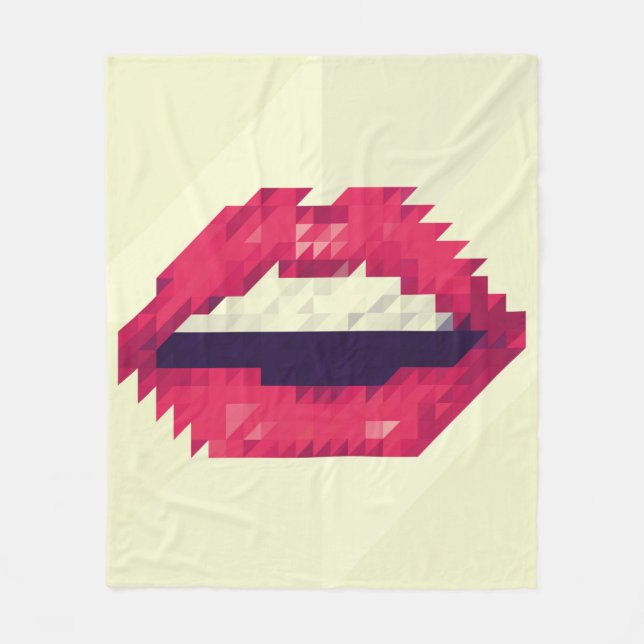 Röd läppar av små trianglar, pixelfartyg,pi fleecefilt (Framsidan)